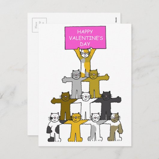 Katten Gelukkige Valentijnsdag Feestdagenkaart (Voorkant / Achterkant)