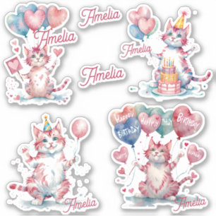 Katten Gelukkige Verjaardag Gepersonaliseerd Sticker