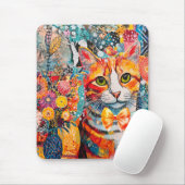 Katten gemengde gemengde papier collage muismat (Met muis)