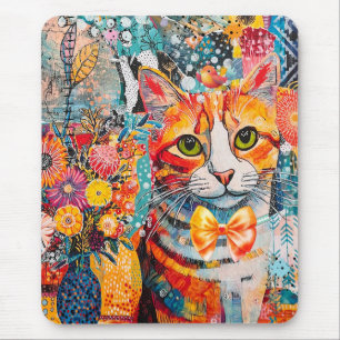 Katten gemengde gemengde papier collage muismat