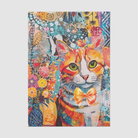 Katten gemengde gemengde papier collage tissuepapi (Voorkant)