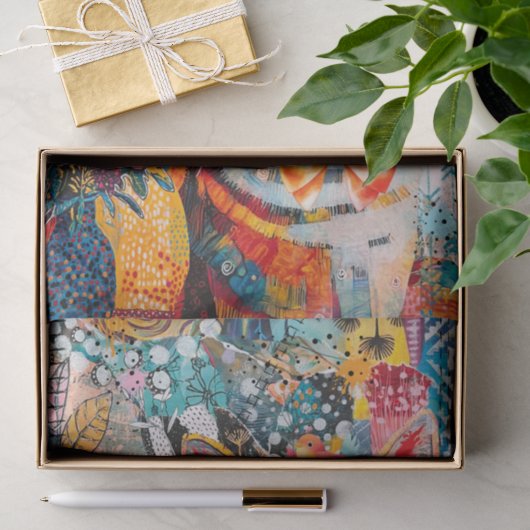 Katten gemengde gemengde papier collage tissuepapi (Geschenk)