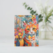 Katten gemengde gemengde papieren collage wenskaar kaart (Staand voorkant)