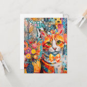 Katten gemengde gemengde papieren collage wenskaar kaart (Voorkant / Achterkant in situ)