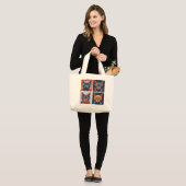 Katten Geometrisch schilderen Vier paneel Stylist Grote Tote Bag (Voorkant (model))