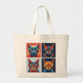 Katten Geometrisch schilderen Vier paneel Stylist Grote Tote Bag (Voorkant)