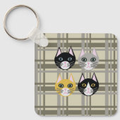 Katten geplakt grijs/crème sleutelhanger (Voorkant)