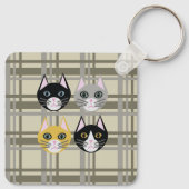 Katten geplakt grijs/crème sleutelhanger (Achterkant)