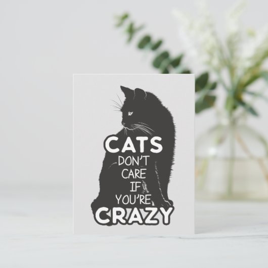 Katten geven er niet om als je gek bent briefkaart (Staand voorkant)