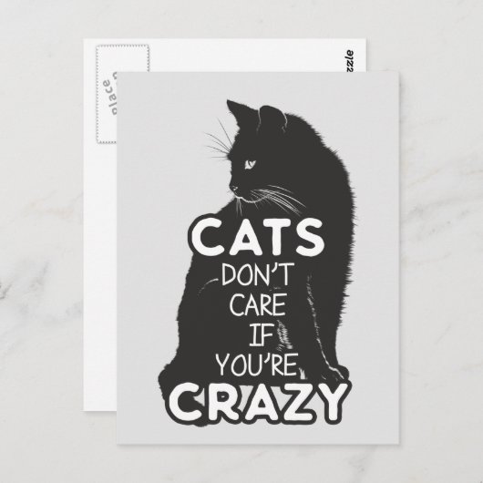 Katten geven er niet om als je gek bent briefkaart (Voorkant / Achterkant)