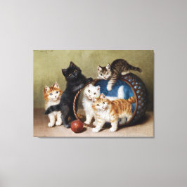  katten geven Sophie Sperlich de rode bal Canvas Afdruk