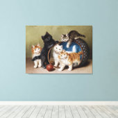  katten geven Sophie Sperlich de rode bal Canvas Afdruk (Insitu (Houten vloer))