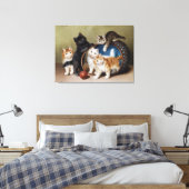  katten geven Sophie Sperlich de rode bal Canvas Afdruk (Insitu (Slaapkamer))