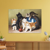  katten geven Sophie Sperlich de rode bal Canvas Afdruk (Insitu (Woonkamer))