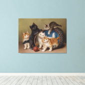 katten geven Sophie Sperlich de rode bal Canvas Afdruk (Insitu (Houten vloer))