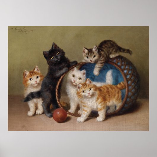  katten geven Sophie Sperlich de rode bal Poster (Voorkant)