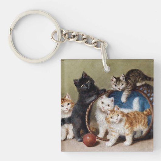  katten geven Sophie Sperlich de rode bal Sleutelhanger (voorkant)