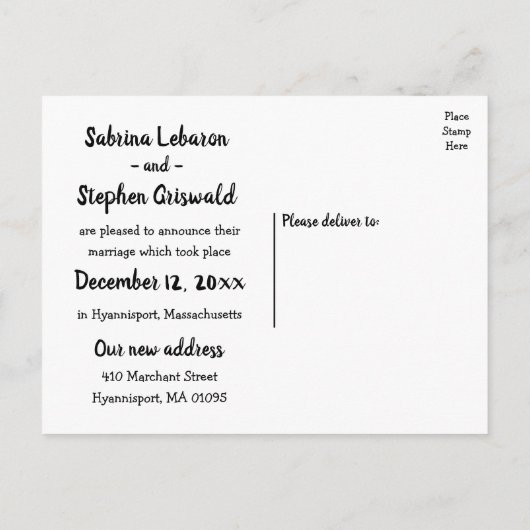 Katten gewoon gehuwde zwarte bruiloft aankondiging (Achterkant)