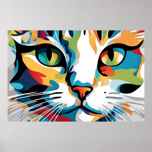 Katten gezicht modern kunst Poster (Voorkant)
