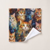 Katten Gezichten Dieren Kunst Bad Handdoek (Wasdoekje)