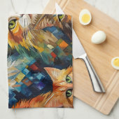 Katten Gezichten Dieren Kunst Theedoek (Quarter Fold)