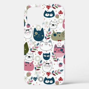 Katten gezichten gedempt warm groen patroon (alle  Case-Mate iPhone case