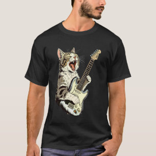 Katten Gitaar Spelen Ster Rock and Roll Mannen Vro T-shirt
