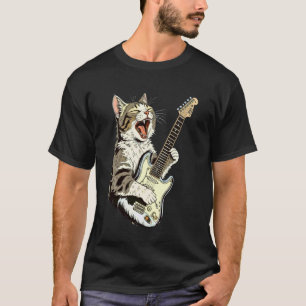 Katten Gitaar Spelende Ster Rock and Roll Mannen V T-shirt