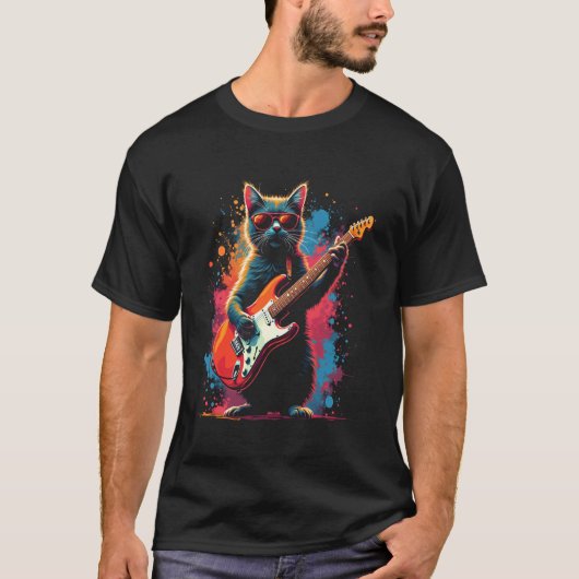 Katten gitaar t-shirt (Voorkant)