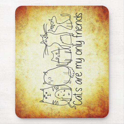 katten grappige vrienden cartoon wit bruin muismat (Voorkant)