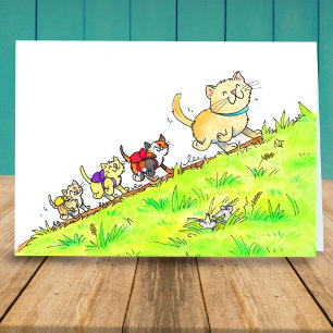 Katten groeten op de eerste schooldag  kaart