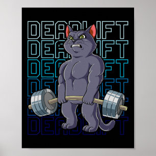 Katten Gym Krachttraining Deadlift Mannen Vrouwen Poster