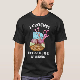 katten haakgaren en naalden mand t-shirt