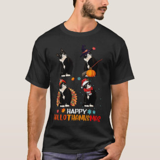 Katten Halloween En Prettig Kerstfeest Gelukkig Ha T-shirt