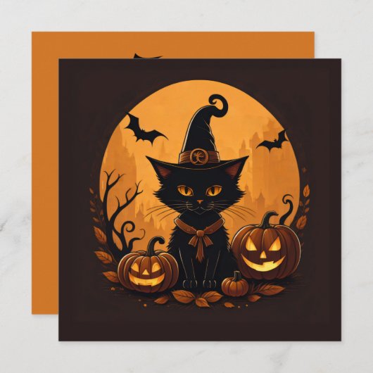 Katten halloween  feestdagenkaart (Voorkant / Achterkant)