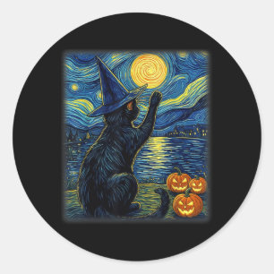 Katten Halloween Grappige Zwarte Kattenliefhebber Ronde Sticker
