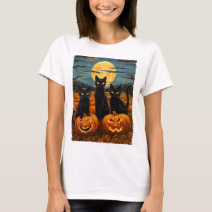 Katten Halloween Kattenliefhebbers Sterrennacht Ka T-shirt