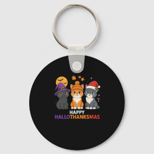 Katten Halloween Kerstmis Gelukkig Hallothanksmas Sleutelhanger