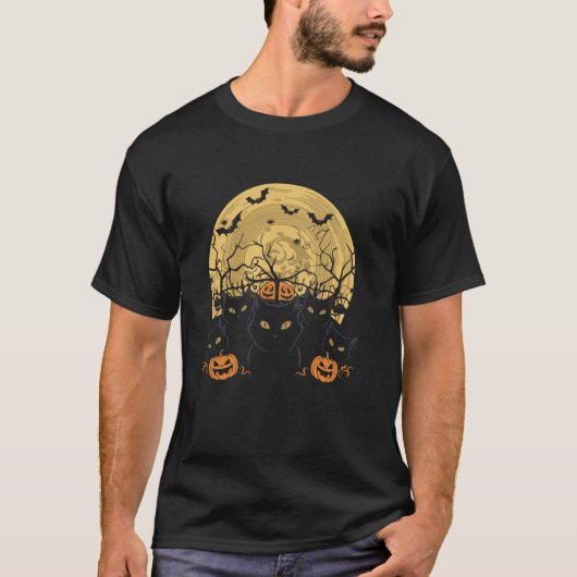 Katten Halloween Maan T-shirt (Voorkant)