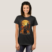 Katten Halloween Pompoen Zwart T-shirt (Voorkant volledig)