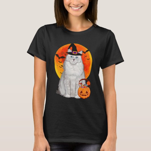 Katten Halloween Ragdoll Jack O Lantern Pompoen T-shirt (Voorkant)