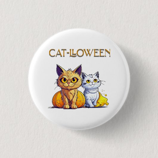 Katten Halloween Ronde Button 3,2 Cm (Voorkant)