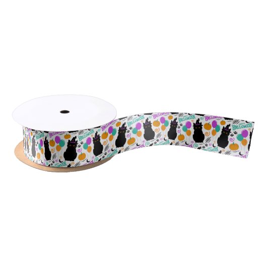 Katten Halloween Satijnen Lint (Spoel)