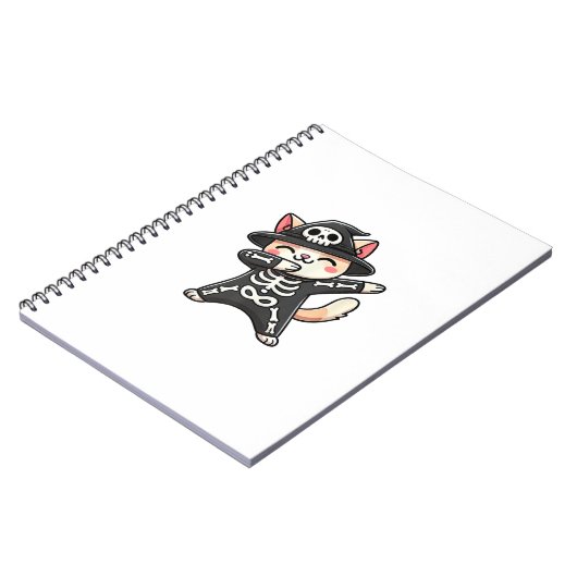 Katten Halloween Skelet Schattige Kat Kinderen  Notitieboek (Linkerzijde)