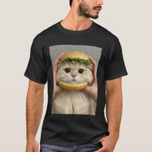 Katten Hamburgerbroodje Schattig Grappig Eten Meme T-shirt