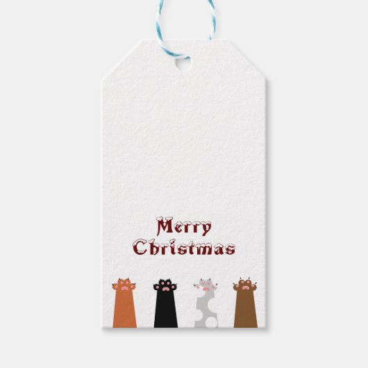 katten handen Merry Kerstry Cadeaulabel (Voorkant)