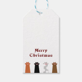 katten handen Prettig Kerstfeest Cadeaulabel