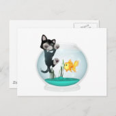 katten hangen op viskuit briefkaart (Voorkant / Achterkant)