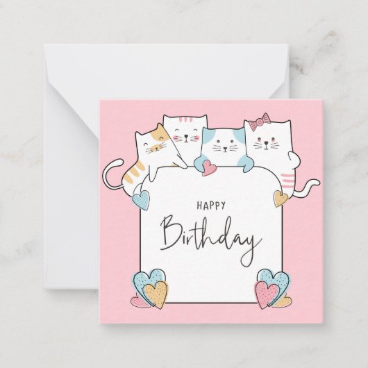 Katten Happy Birthday Notitiekaartje (Voorkant)