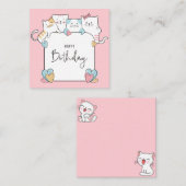 Katten Happy Birthday Notitiekaartje (Voorkant / Achterkant)